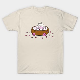 Valentine's Day Cat Donut Car with Heart Sprinkles T-Shirt